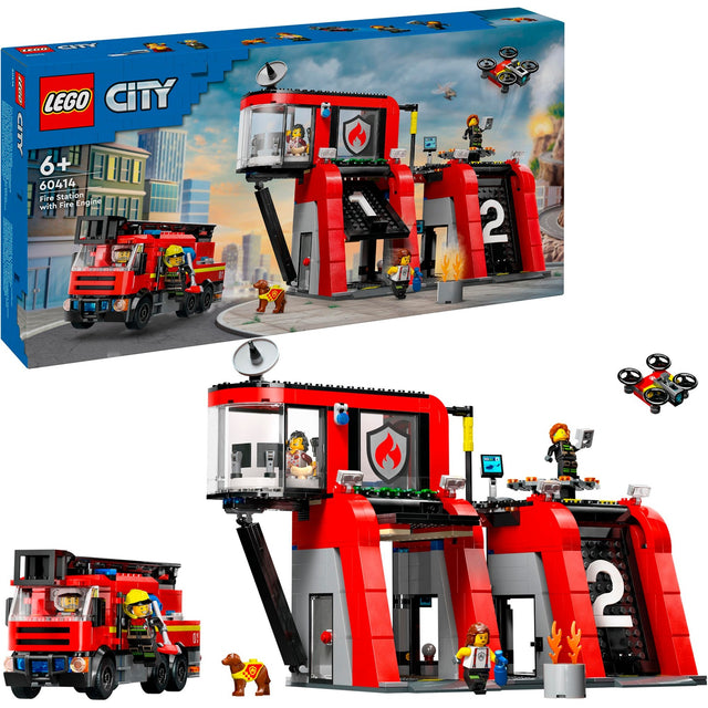 Lego city - brandweerkazerne en brandweerauto constructiespeelgoed (60414)