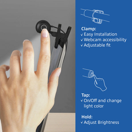 Act connectivity dimbare clip-on laptop led-lichtbalk led bar (zwart, usb-voeding, 3000k-6500k)