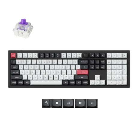 Keychron q6 he-m1 rgb mechanisch toetsenbord (zwart, us lay-out (qwerty), gateron double-rail magnetic nebula, 100%, rgb, osa profile double-shot pbt keycaps, hot swap, usb-c 2.4 ghz bluetooth 5.2, knob)