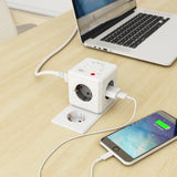 Allocacoc powercube extended | wifi | stekkerdoos (wit grijs, 4x stekker, belgië | frankrijk)