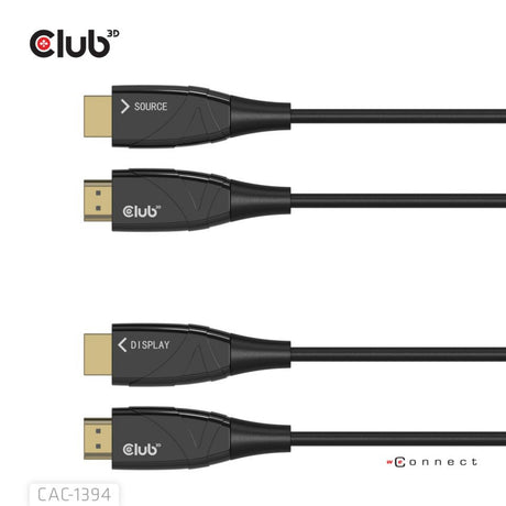Club 3d hdmi hybrid aoc cable 8k60hz 4k120hz, 100 m kabel (zwart)