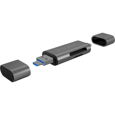 Icy box ib-cr200-c externe cardreader met multi-usb connector kaartlezer (antraciet)