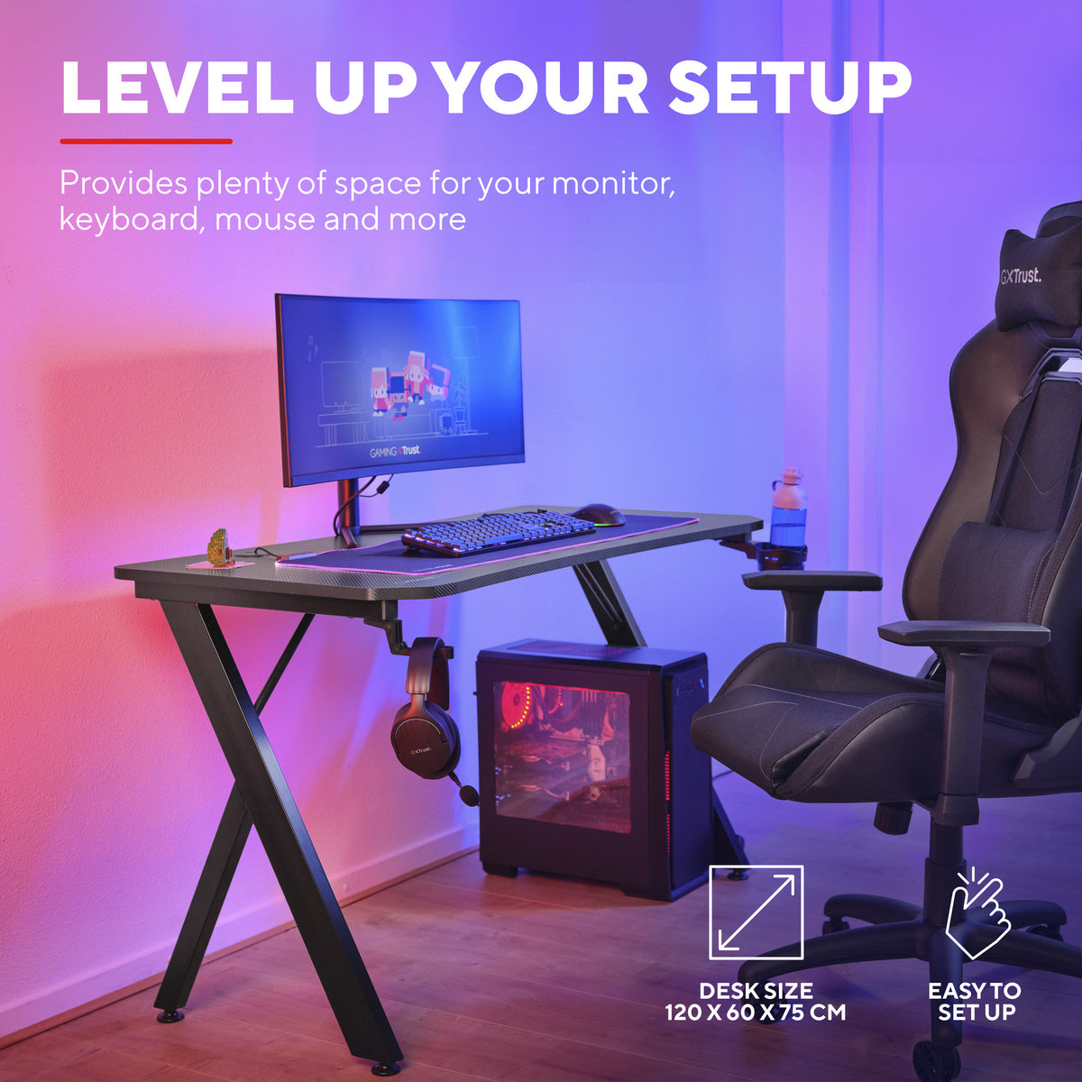 Trust gxt 712 dynamus gamingtafel gaming desk (zwart)