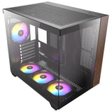 Antec cx800 wood argb midi tower behuizing (zwart houtkleur | 1x usb-a | 1x usb-c | tempered glass)