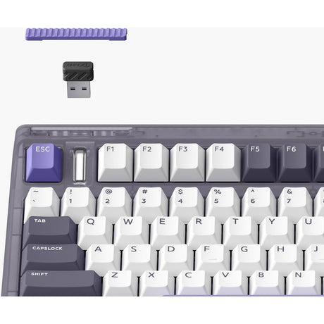 Iqunix og80 lavandin wireless mechanical keyboard (lavendel, us lay-out (qwerty), cherry mx brown, 80% (tkl), hot-swappable, pbt, 2.4ghz | bluetooth 5.1 | usb-c)