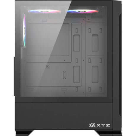 Xyz pc gear airone 300-x mesh midi tower behuizing (zwart | 1x usb-a | 1x usb-c | tempered glass)