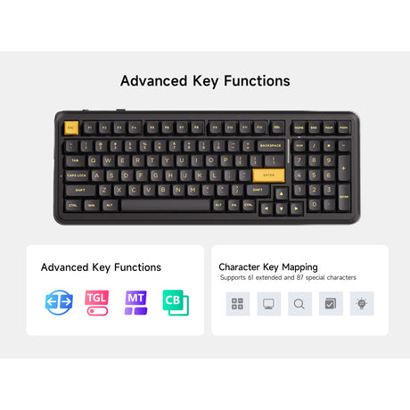 Mchose k99 v3 wireless mechanical keyboard (zwart, us lay-out (qwerty), kailh box icy creamsicle, 99%, rgb, pbt keycaps, hot-swap, 2.4 ghz | bluetooth | usb-c)