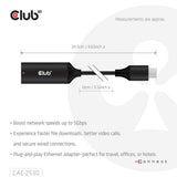 Club 3d usb-c naar rj45 5gbps ethernet m f adapter (zwart)