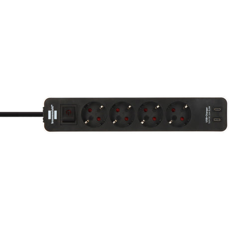 Brennenstuhl ecolor 4-voudige stekkerdoos met 2 usb-laadpoorten (meervoudige stekkerdoos usb c met schakelaar en 1,5m kabel)