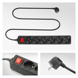 Act connectivity act stekkerdoos met lichtgevende schakelaar, 6 sockets, 3 m, zwart ac2465