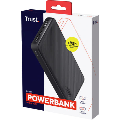 Trust primo 20.000 mah eco powerbank (zwart)