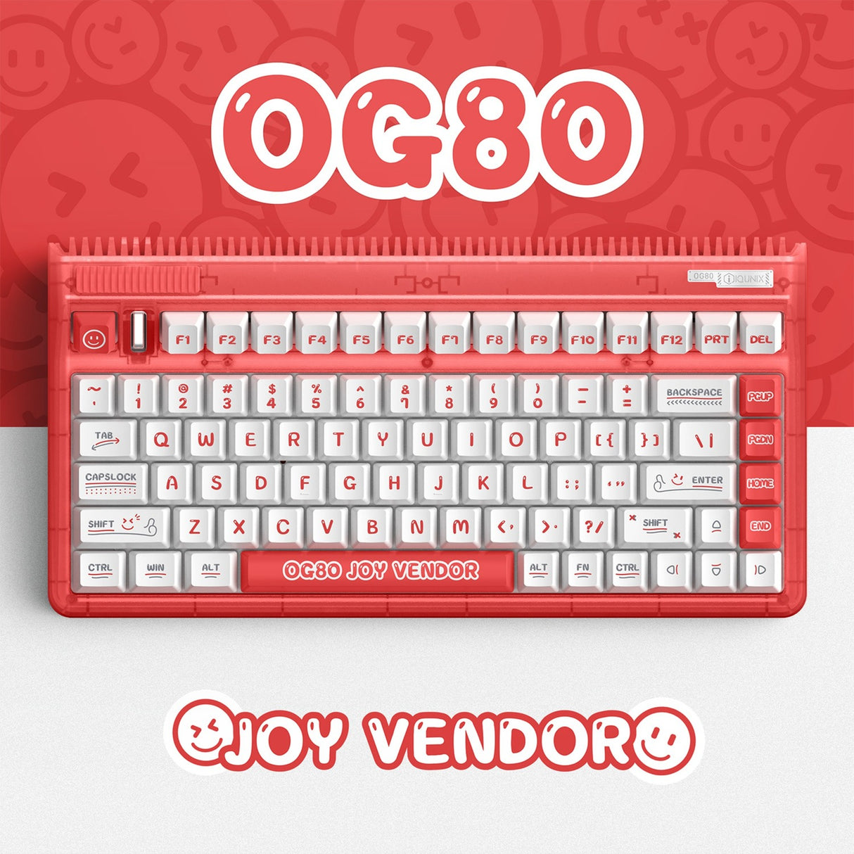 Iqunix og80 joy vendor wireless mechanical keyboard (rood, us lay-out (qwerty), cherry mx silent red, 80% (tkl), rgb leds, hot-swappable, pbt, 2.4ghz | bluetooth 5.1 | usb-c)