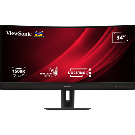 Viewsonic uwqhd curved docking monitor vg3456c 34 ultrawide (zwart (mat), 1x displayport, 2x hdmi, 1x usb-c, 4x usb-a, 1x rj-45)