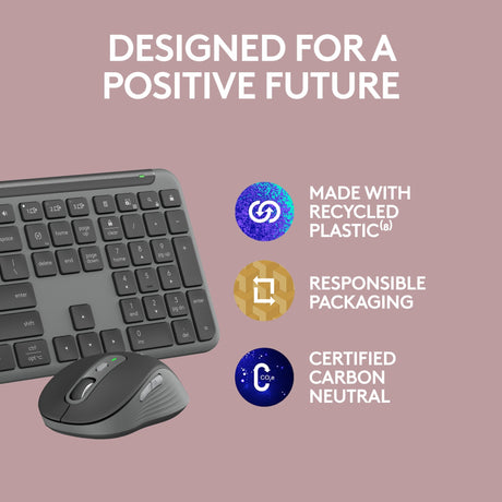 Logitech mk950 signature slim draadloze desktopset (grafiet, us-international lay-out (qwerty), 400 - 4000 dpi)