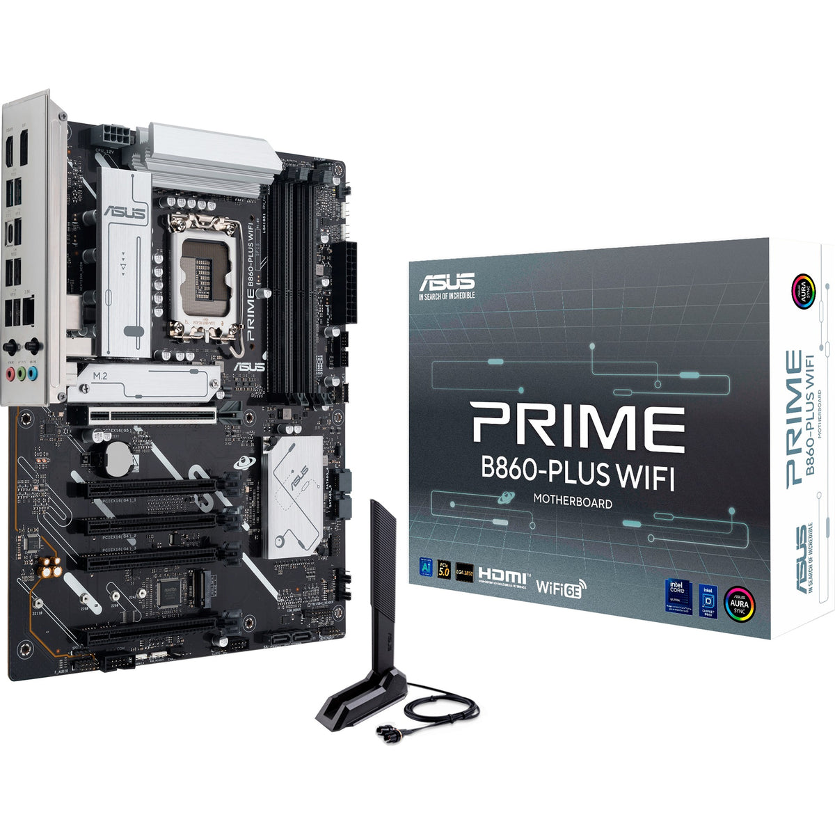 Asus prime b860-plus wifi socket 1851 moederbord (2.5 gb-lan, wi-fi 6e, bt, sound, atx)