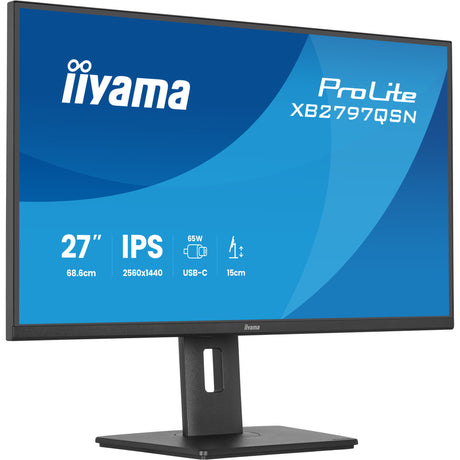 Iiyama prolite xb2797qsn-b1 27 monitor (zwart, 1x displayport, 1x hdmi, 2x usb-c, 2x usb-a, 1x rj-45)