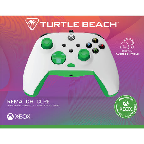 Turtle beach rematch core bedrade controller (wit groen, xbox serie x|s, xbox one, pc)