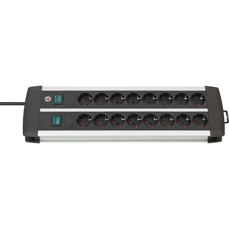 Brennenstuhl premium-alu-line techniek stekkerdoos duo 16-voudig stekkerdoos (zwart zilver, 3 meter)