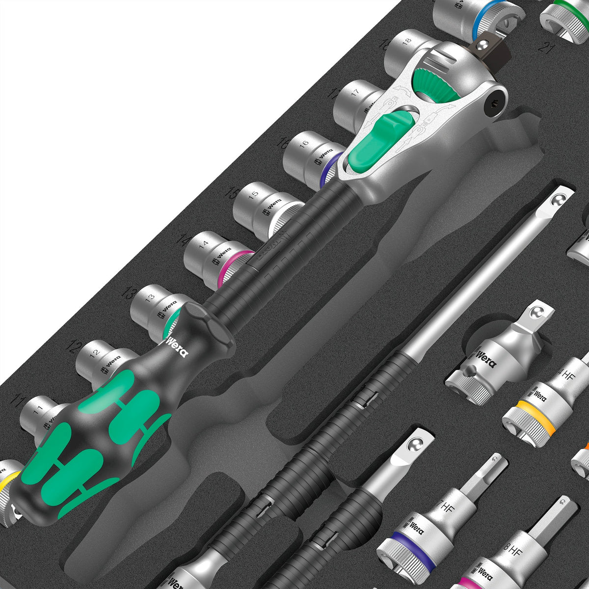 Wera 9722 schuimrubberen inzetstuk met 8000 c zyklop ratel 1 2 set 1, 31-delig - 05150112001