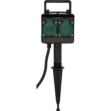 Brennenstuhl tuincontactdoos met aardspies 1154450 4-voudige stekkerdoos (zwart, 4x stekker, 10 meter, ip44)