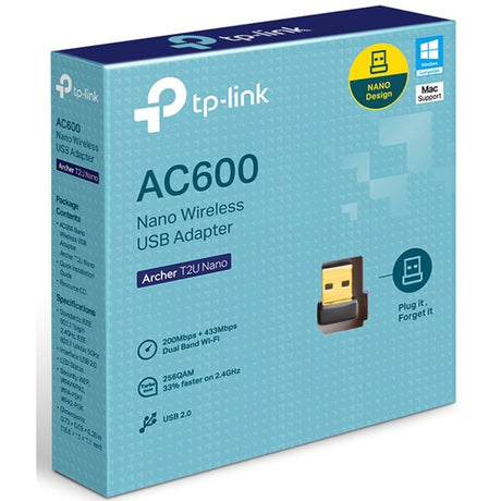 Tp-link archer t2u nano ac600 nano wireless usb adapter wlan adapter (zwart)