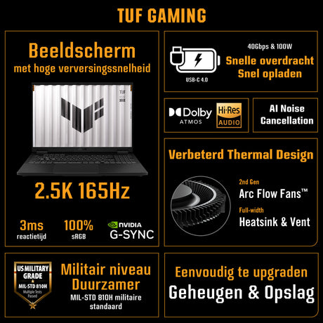 Asus tuf gaming a14 fa401um-rg010w 14 gaming laptop (grijs | r7 260 | rtx 5060 | 16 gb | 512 gb ssd)