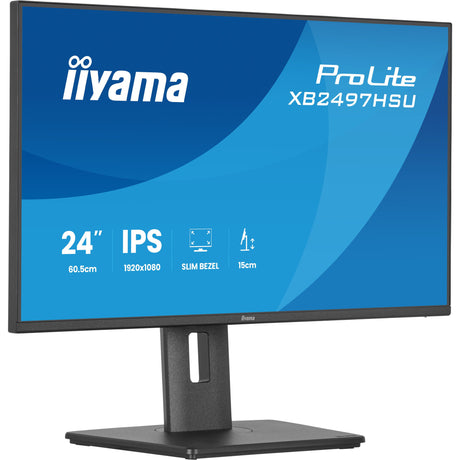 Iiyama prolite xb2497hsu-b1 23.8 monitor (zwart, 120 hz, hdmi, displayport, usb-c, audio)