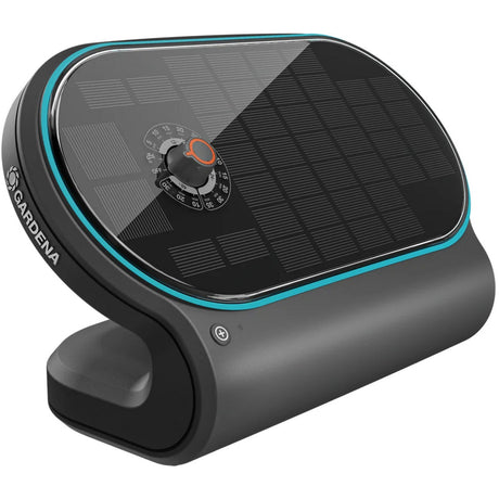 Gardena aquabloom set l voor bewatering op zonne-energie besproeiingscomputer (grijs turquoise, automatisch besproeiingssysteem, accu inbegrepen)