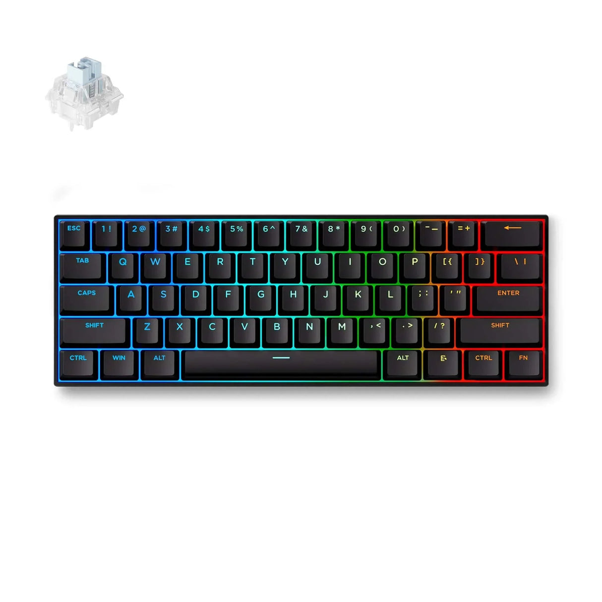 Mchose ace 60 hall effect magnetic switch gaming keyboard (zwart, us lay-out (qwerty), ice blue magnetic, 60%, rgb, hot swap, pbt keycaps, hall effect sensor)