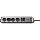 Brennenstuhl ®estilo hoekaansluitdoosstrook met usb laadfunctie 6-weg 4x b eschermend contactdoos 2x euro zilver zwart