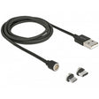 Delock magnetische usb data- en laadkabel set voor micro usb usb type-c (zwart, 1,1 meter)