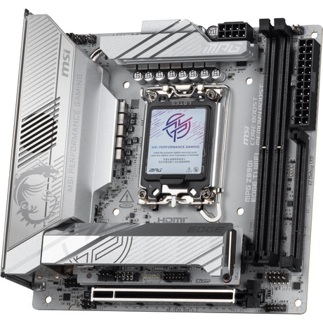 Msi mpg z890i edge ti wifi socket 1851 moederbord (wit zilver, raid, 5gb-lan, wi-fi 7, bt, sound, mini-itx)