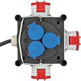 Brennenstuhl compacte rubberen stroomverdeler bsv 3 ls e 16 2 ip44 1 meter stekkerdoos (zwart, 3x geaard, 3x cee)