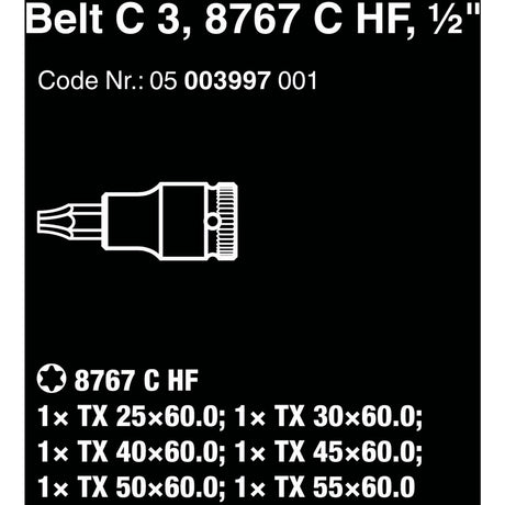 Wera belt c 3 zyklop doppenset, 1 2 dopsleutel (zwart, 6-delig, met vasthoudfunctie)