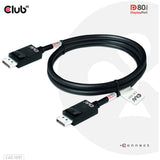 Club 3d displayport 2.1 vesa dp80 gecertificeerde kabel male-male (zwart, 1,2 meter, 4k 240hz, 8k 60hz, 80gbps)