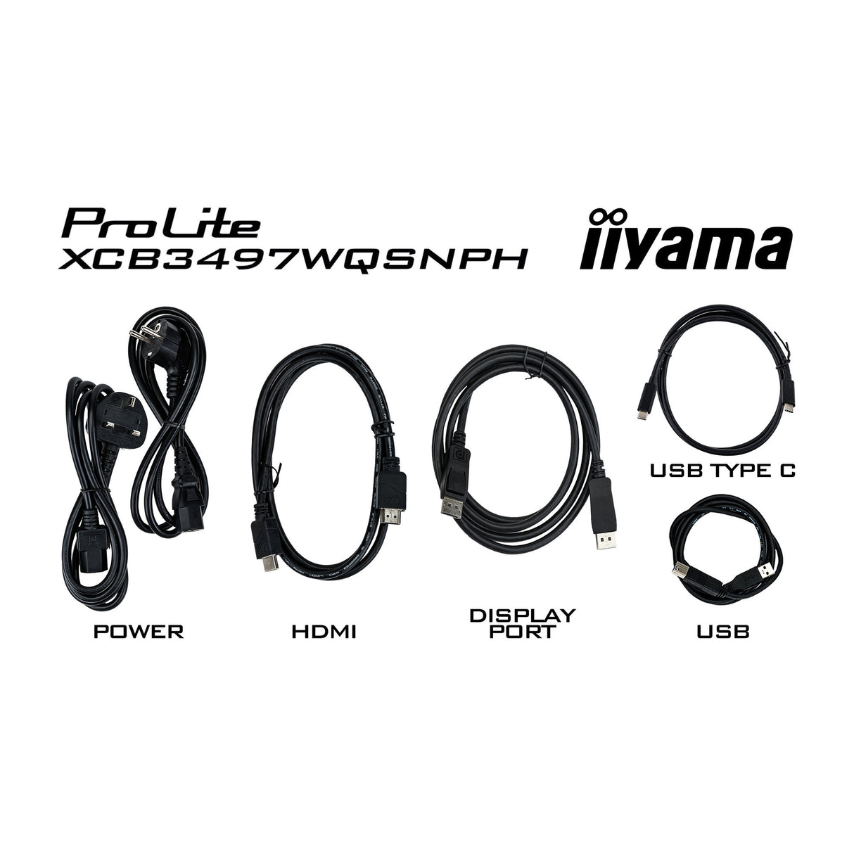 Iiyama prolite xcb3497wqsnph-b1 34 curved ultrawide monitor (zwart, 2x hdmi, displayport, 2x usb-a, 3x usb-c, rj-45)