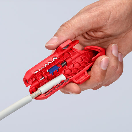 Knipex 16 95 01 sb ergostrip kabelstripper geschikt voor: ronde kabel, kabel voor vochtige ruimte, datakabel, coaxkabel
