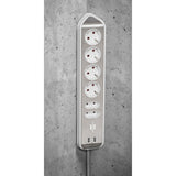 Brennenstuhl ®estilo hoekaansluitdoosstrook met usb laadfunctie 6-weg 4x beschermende contactdozen 2x euro zilver wit