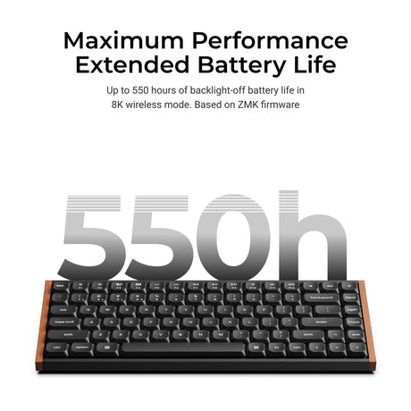 Keychron k3 ultra 8k wireless custom mechanical keyboard (zwart, us lay-out (qwerty), milk pom brown, 75%, rgb leds, lsa double-shot pbt, usb-c | 2.4 ghz | bluetooth 5.2)