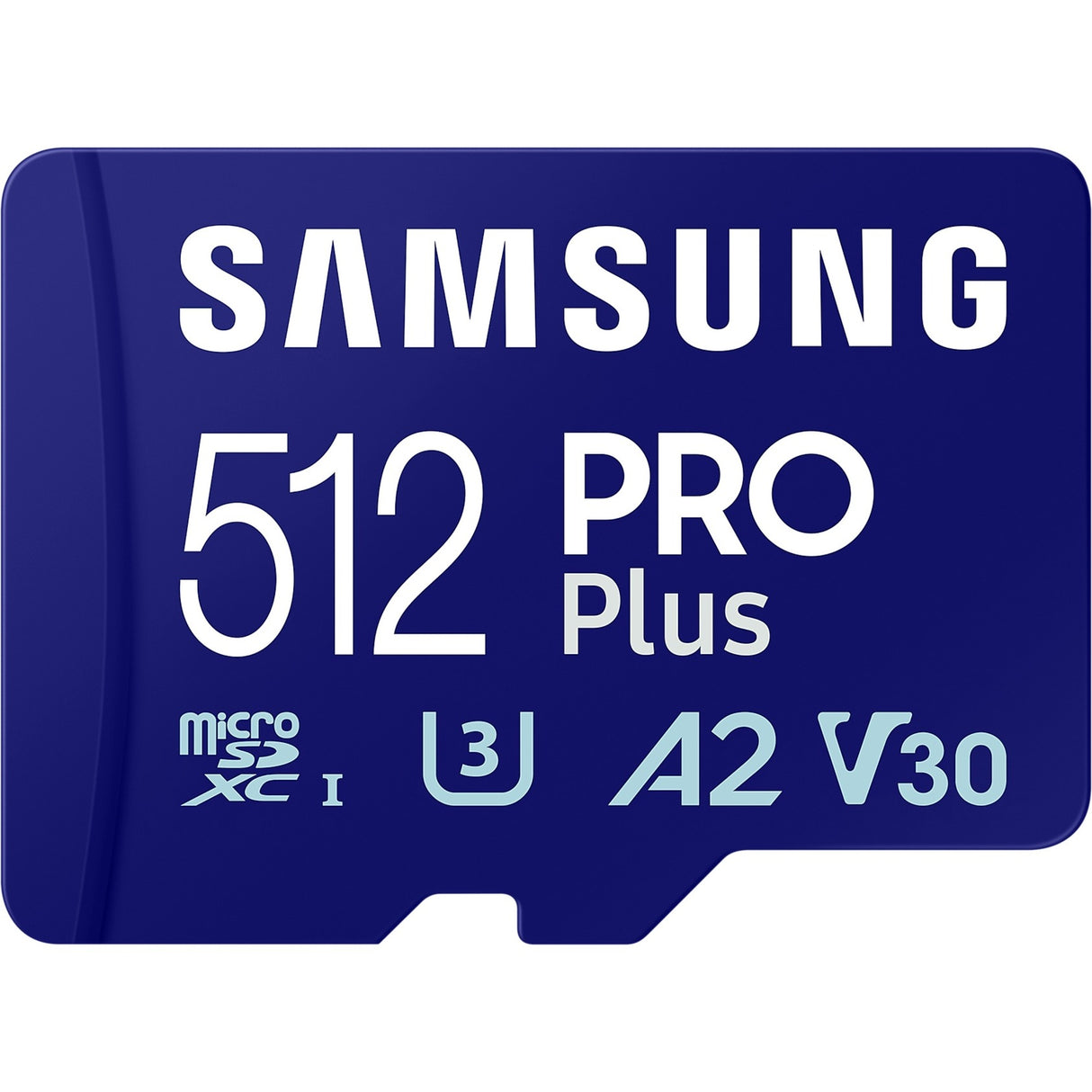 Samsung pro plus 512 gb microsdxc (2023) geheugenkaart (blauw, uhs-i u3, class 10, v30, a2)