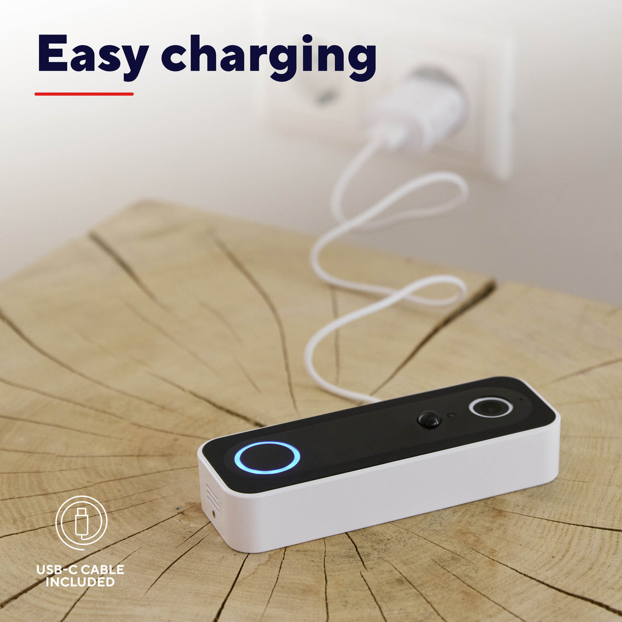 Trust draadloze video deurbel - doorcam-3000 - accu oplaadbaar met usb-c - 2k 3mp - geen abonnementskosten - inclusief chime - deurbel met camera - wit