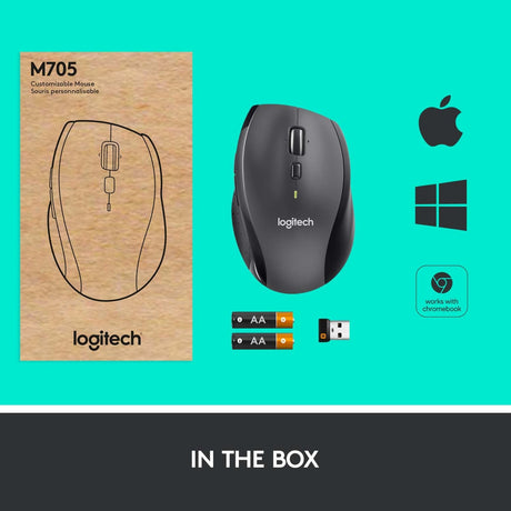 Logitech m705 wireless marathon mouse (antraciet, 1000 dpi)