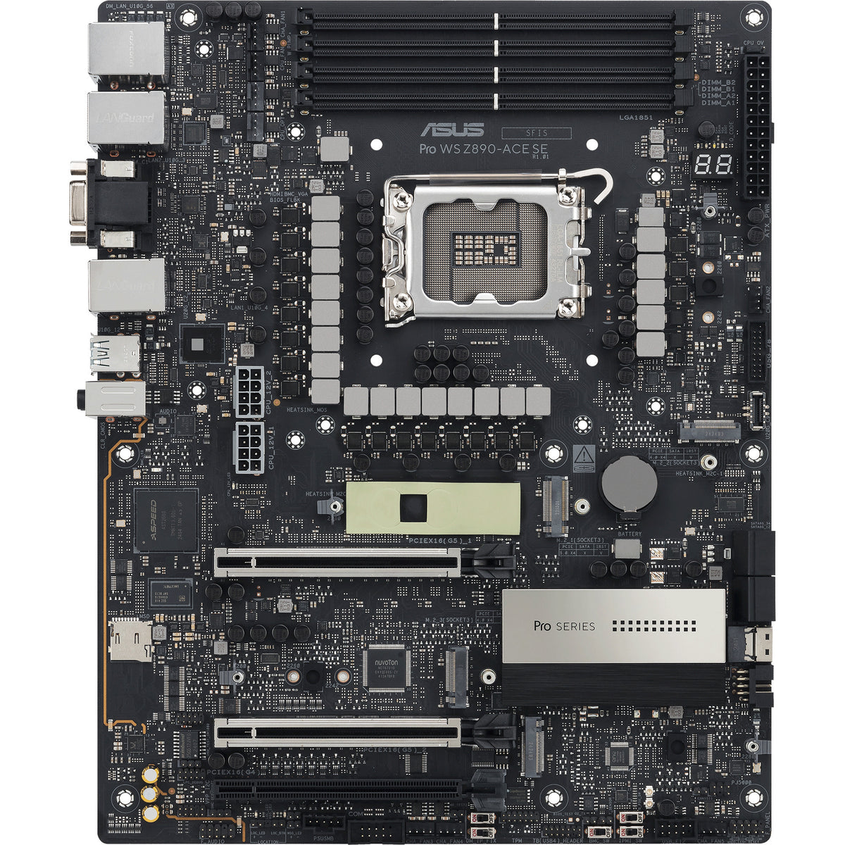 Asus pro ws z890-ace se socket 1851 moederbord (raid, 2.5gb-lan, 10gb-lan, sound, atx)