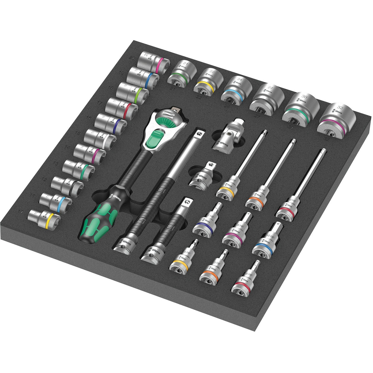 Wera 9722 schuimrubberen inzetstuk met 8000 c zyklop ratel 1 2 set 1, 31-delig - 05150112001