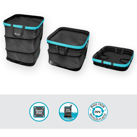Gardena tuinafvalzak pop-up rechthoekig, maat m (zwart turquoise, tot 130 liter)
