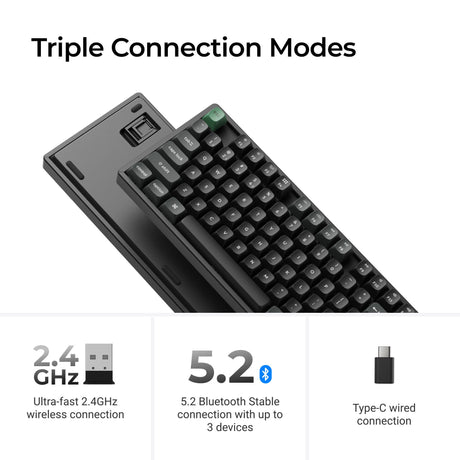 Keychron k10 ultra 8k wireless custom mechanical keyboard (zwart, us lay-out (qwerty), apex brown, 100%, rgb leds, osa double-shot pbt, usb-c | 2.4 ghz | bluetooth 5.2)