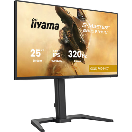 Iiyama g-master gold phoenix gb2591hsu-b1 24.5 gaming monitor (zwart (mat), 320 hz, hdmi, displayport, usb, audio)