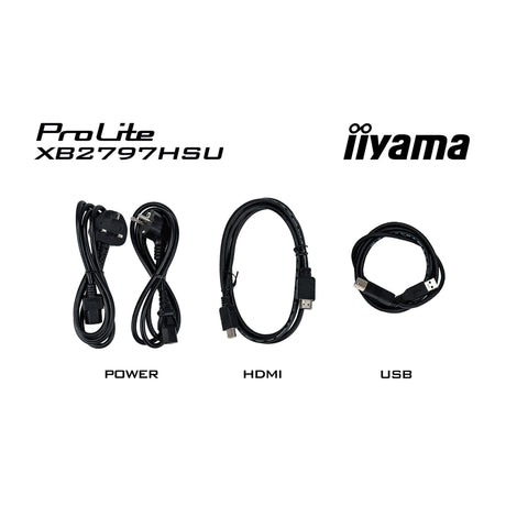 Iiyama prolite xb2797hsu-b1 27 monitor (zwart, 1x displayport, 1x hdmi, 2x usb-c, 2x usb-a, 120 hz)