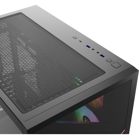 Xyz pc gear qubex midi tower behuizing (zwart | 2x usb-a | 1x usb-c | tempered glass)