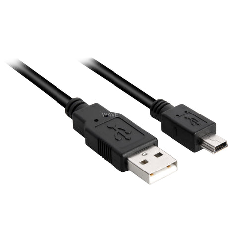 Sharkoon usb-a 2.0 > mini usb-b kabel (zwart, 3 meter, dubbele afscherming)